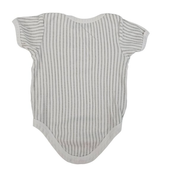 Rene Rofe Baby Bodysuit 6-9m One-Piece Short Sleeve Cotton White & Gray Stripes - Picture 4 of 9